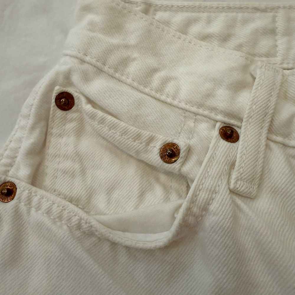 Re/Done High Rise Loose Ripped White Jeans - Picture 7 of 11